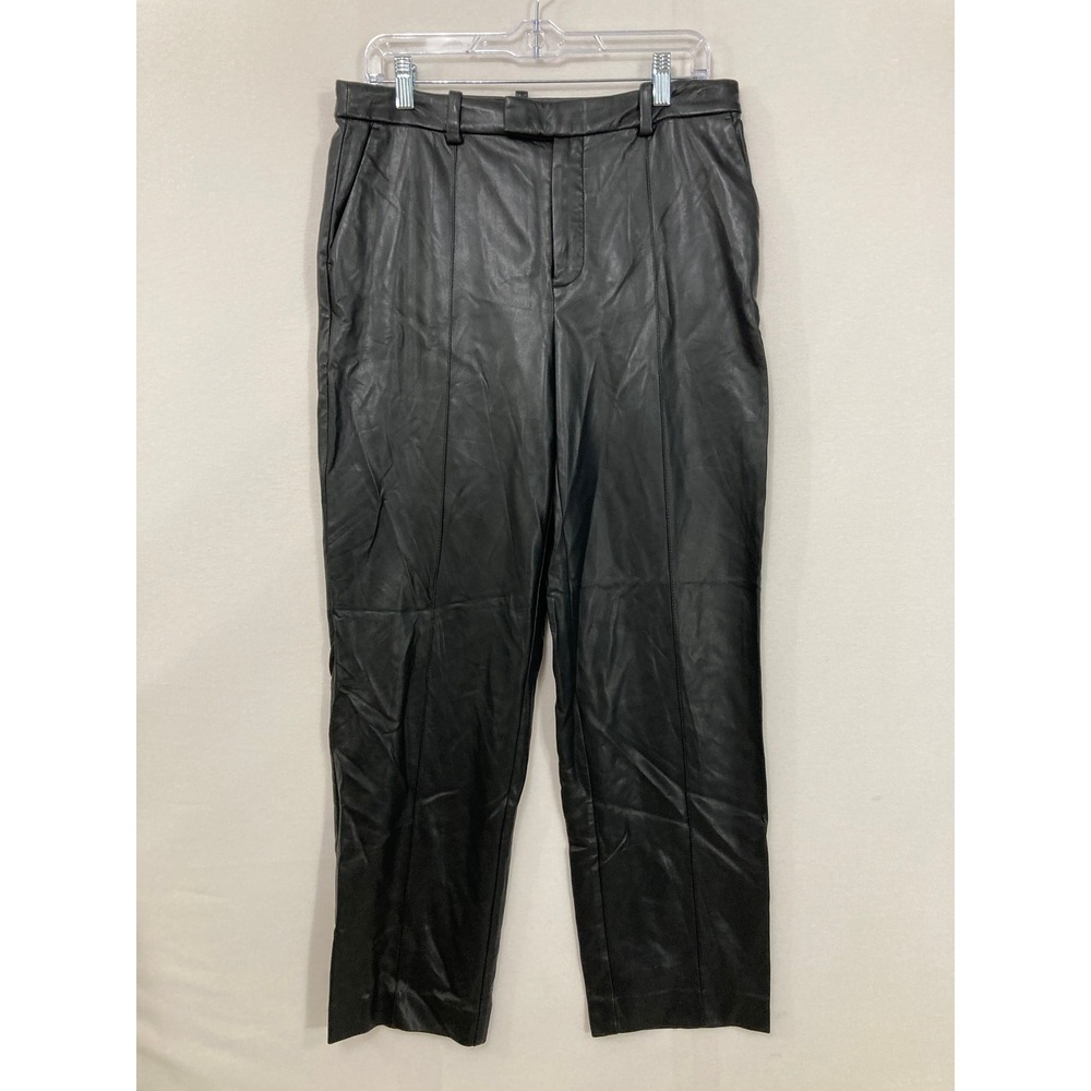 Madewell x Aimee Song Fairbanks Pants size 8 Black Faux Leather Straight Leg